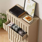 Commode à 5 tiroirs cannelés pour chambre à coucher, Commode moderne, Façades cannelées, Commode de rangement en bois pour chambre à coucher, salon