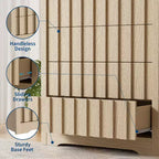 Commode à 5 tiroirs cannelés pour chambre à coucher, Commode moderne, Façades cannelées, Commode de rangement en bois pour chambre à coucher, salon