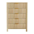 Commode de chambre, commode à 5 tiroirs cannelés, commode moderne haute de 45", commode de style ferme moderne, organiseur de tiroirs en bois pour couloir
