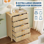 Commode de chambre, commode à 5 tiroirs cannelés, commode moderne haute de 45", commode de style ferme moderne, organiseur de tiroirs en bois pour couloir