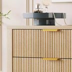 Commode de chambre, commode à 5 tiroirs cannelés, commode moderne haute de 45", commode de style ferme moderne, organiseur de tiroirs en bois pour couloir