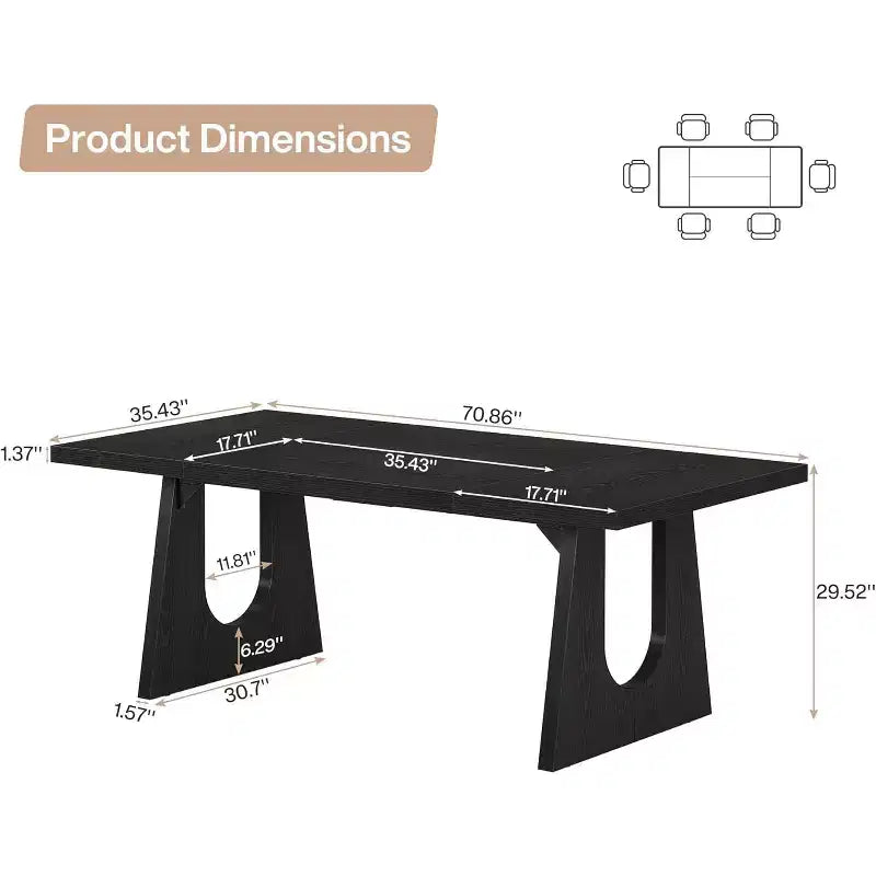 Tribesigns Table à manger pour 6-8 personnes, table de cuisine moderne de 180 cm pour le dîner, pour salle à manger, salon