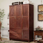 Armoire Keloyid Seusar en bois marron clair de 117,6 cm avec 2 tiroirs, tringle de suspension et étagères