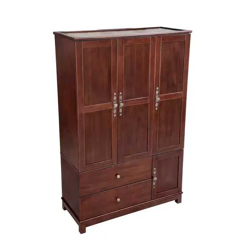 Armoire Keloyid Seusar en bois marron clair de 117,6 cm avec 2 tiroirs, tringle de suspension et étagères