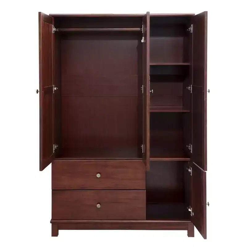 Armoire Keloyid Seusar en bois marron clair de 117,6 cm avec 2 tiroirs, tringle de suspension et étagères