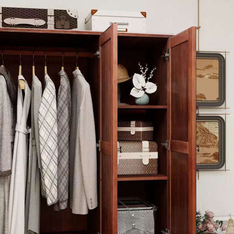 Armoire Keloyid Seusar en bois marron clair de 117,6 cm avec 2 tiroirs, tringle de suspension et étagères