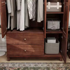 Armoire Keloyid Seusar en bois marron clair de 117,6 cm avec 2 tiroirs, tringle de suspension et étagères