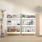 Étagère à Livres Okak pour Enfants, Bibliothèque avec 3 Étagères de Présentation Frontales et Base en Bois Naturel, Vitrine pour Chambre d'Enfant, Crèche ou Salle de Jeux, Blanc