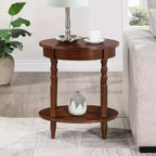 HomeStock Table d'appoint avec plateau ovale en MDF (panneau de fibres à densité moyenne) marron de 24 po de hauteur, 1 pièce