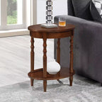 HomeStock Table d'appoint avec plateau ovale en MDF (panneau de fibres à densité moyenne) marron de 24 po de hauteur, 1 pièce