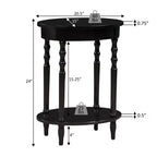 HomeStock Table d'appoint avec plateau ovale en MDF (panneau de fibres à densité moyenne) marron de 24 po de hauteur, 1 pièce