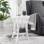 HomeStock Table d'appoint ronde en bois de 59 cm de haut, couleur blanche, 1 pièce