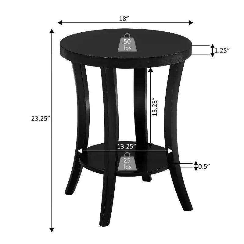 HomeStock Table d'appoint ronde en bois de 59 cm de haut, couleur blanche, 1 pièce