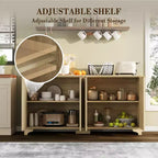 Bahut, Meuble de Rangement - Sunvasagoo avec 4 Portes Cannelées, Étagères Réglables, Meuble de Rangement Style Ferme pour Cuisine, Salon, Bar à Café