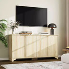 Bahut, Meuble de Rangement - Sunvasagoo avec 4 Portes Cannelées, Étagères Réglables, Meuble de Rangement Style Ferme pour Cuisine, Salon, Bar à Café