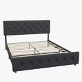 TROPOW Queen Size Bed Frame C Dark Gray Platform Bed with USB Ports & Adjustable Headboard, No Box Spring Needed (1-Pack)