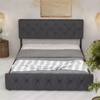TROPOW Cadre de Lit Queen Size Gris Foncé avec Ports USB et Tête de Lit Réglable, Pas de Sommier Tapissier Requis (1-Pack)