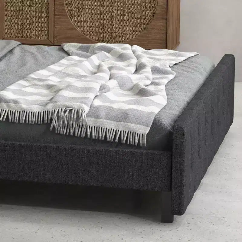 TROPOW Cadre de Lit Queen Size Gris Foncé avec Ports USB et Tête de Lit Réglable, Pas de Sommier Tapissier Requis (1-Pack)