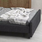 TROPOW Cadre de Lit Queen Size Gris Foncé avec Ports USB et Tête de Lit Réglable, Pas de Sommier Tapissier Requis (1-Pack)