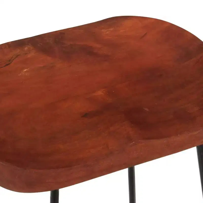 Tabourets de bar CLIHOME en bois massif et métal, sièges de cuisine vintage pour la maison (lot de 2)