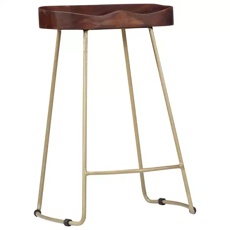 Tabourets de bar CLIHOME en bois massif et métal, sièges de cuisine vintage pour la maison (lot de 2)