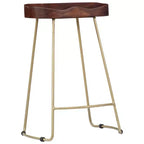 Tabourets de bar CLIHOME en bois massif et métal, sièges de cuisine vintage pour la maison (lot de 2)