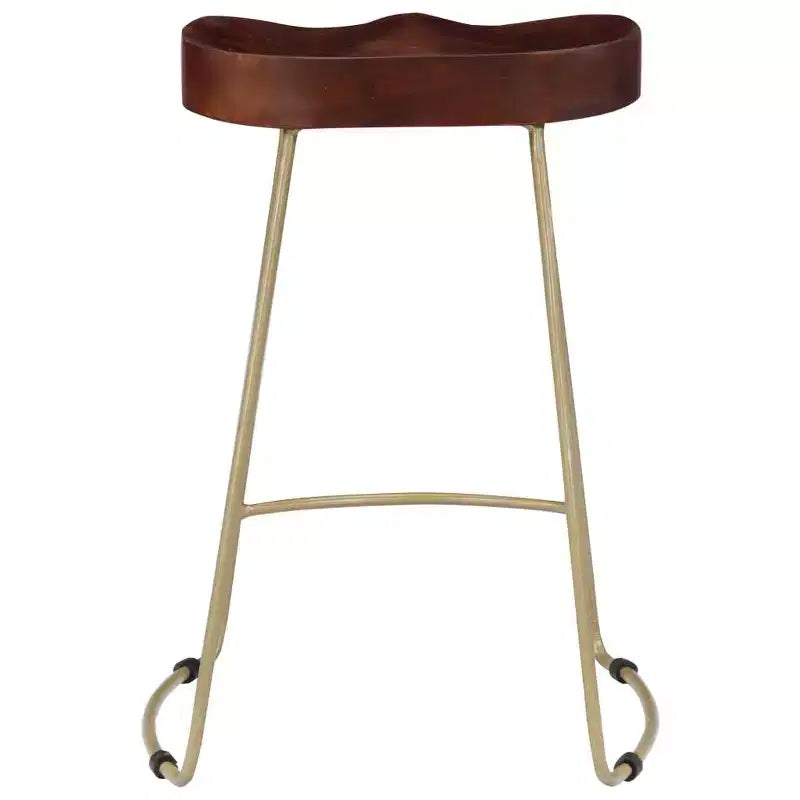 Tabourets de bar CLIHOME en bois massif et métal, sièges de cuisine vintage pour la maison (lot de 2)