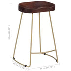 Tabourets de bar CLIHOME en bois massif et métal, sièges de cuisine vintage pour la maison (lot de 2)