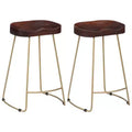 CLIHOME Solid Wood and Metal Frame Bar Stools,Vintage Kitchen Island Seating for Home (Set of 2)