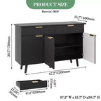 Buffet de Bahut Cannelé, Grand Meuble de Rangement Autoportant de 120cm pour Bar à Café en Bois