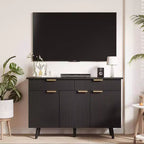 Buffet de Bahut Cannelé, Grand Meuble de Rangement Autoportant de 120cm pour Bar à Café en Bois