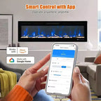 Coolmee Cheminée Électrique de 80 Pouces, Encastrée et Murale, Contrôle Vocal Intelligent WiFi Alexa, Effet de Flamme 3D, 12 Options de Couleurs, 750W/1500W