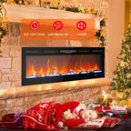 Coolmee Cheminée Électrique de 80 Pouces, Encastrée et Murale, Contrôle Vocal Intelligent WiFi Alexa, Effet de Flamme 3D, 12 Options de Couleurs, 750W/1500W