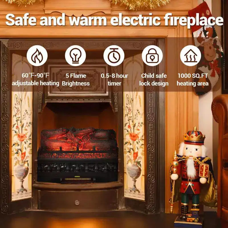 Bûches électriques Coolmee de 50 cm pour cheminée, foyer à bûches encastrable avec couleurs de flammes réglables, chauffage 750 W/1500 W, protection contre la surchauffe