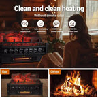 Bûches électriques Coolmee de 50 cm pour cheminée, foyer à bûches encastrable avec couleurs de flammes réglables, chauffage 750 W/1500 W, protection contre la surchauffe