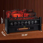Bûches électriques Coolmee de 50 cm pour cheminée, foyer à bûches encastrable avec couleurs de flammes réglables, chauffage 750 W/1500 W, protection contre la surchauffe