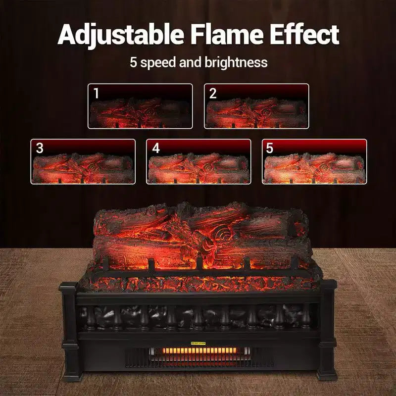 Bûches électriques Coolmee de 50 cm pour cheminée, foyer à bûches encastrable avec couleurs de flammes réglables, chauffage 750 W/1500 W, protection contre la surchauffe