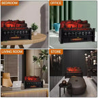Bûches électriques Coolmee de 50 cm pour cheminée, foyer à bûches encastrable avec couleurs de flammes réglables, chauffage 750 W/1500 W, protection contre la surchauffe