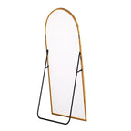 MAYEERTY Miroir pleine longueur de 69 pouces, cadre en alliage d'aluminium arqué, miroir de sol autoportant avec support, couleur or