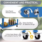 NAYSAYE Chariot de bar d'extérieur en osier avec dessus en acier inoxydable pour patio, marron, 47.24*20.12*35.04