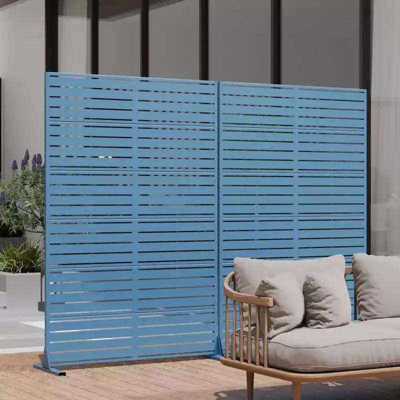 MAYEERTY Cloison d'intimité autoportante en métal pour patio extérieur 72 x 47 po, séparateur de pièce pour l'intérieur, blanc