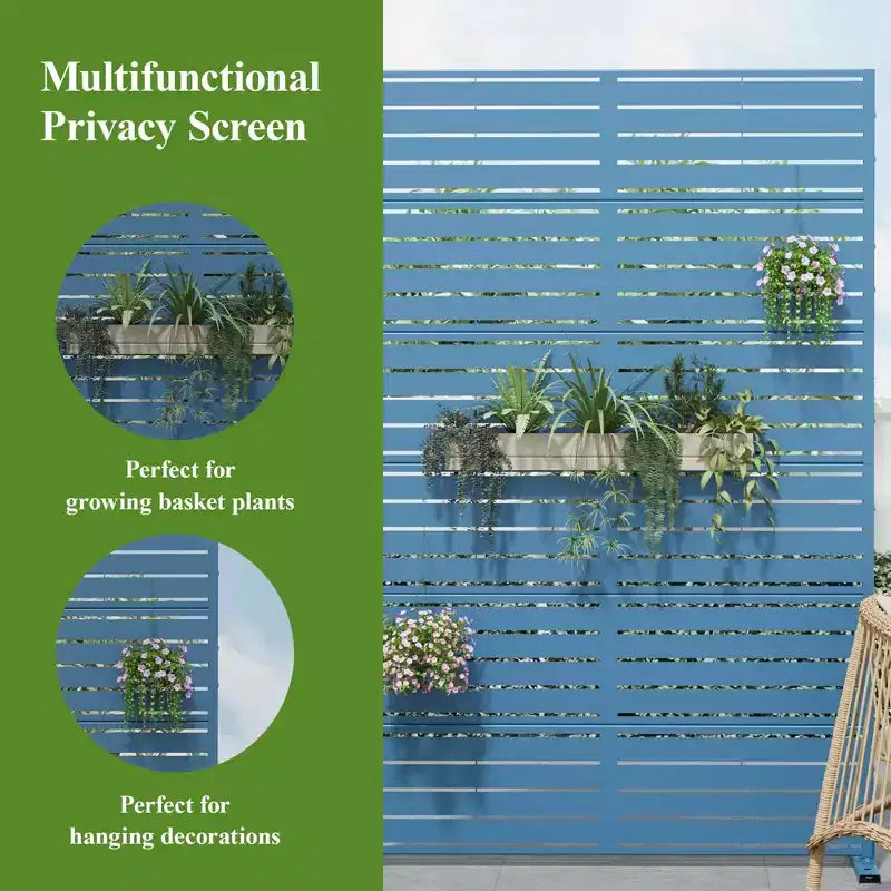 MAYEERTY Cloison d'intimité autoportante en métal pour patio extérieur 72 x 47 po, séparateur de pièce pour l'intérieur, blanc
