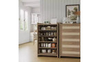 Commode à 5 tiroirs en rotin avec poignées dorées, meuble de rangement vertical en bois de 114 cm de haut pour chambre à coucher et placard