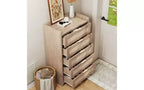 Commode à 5 tiroirs en rotin avec poignées dorées, meuble de rangement vertical en bois de 114 cm de haut pour chambre à coucher et placard