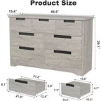 Commode de chambre à 7 tiroirs Acekool, commode de rangement large gris moderne, poignées encastrées, organisateur en bois pour salon, chambre d'enfant, couloir