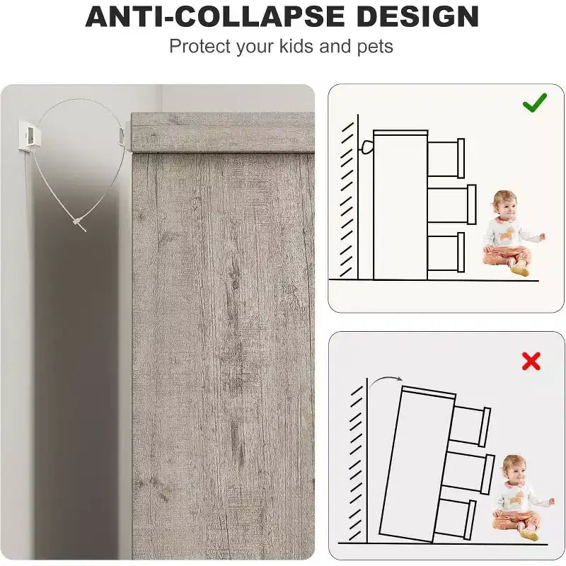 Commode de chambre à 7 tiroirs Acekool, commode de rangement large gris moderne, poignées encastrées, organisateur en bois pour salon, chambre d'enfant, couloir