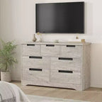 Commode de chambre à 7 tiroirs Acekool, commode de rangement large gris moderne, poignées encastrées, organisateur en bois pour salon, chambre d'enfant, couloir