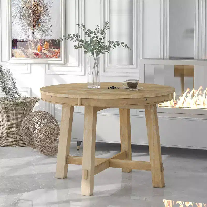 GDFStudio Joyce Table à manger extensible en bois massif de 147 cm