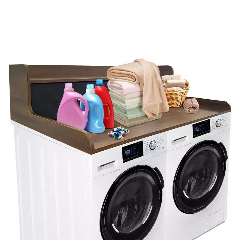 Comptoir laveuse-sécheuse à 2 niveaux avec 2 tiroirs, rangement spacieux pour buanderie avec rebords de 2,75 po de haut et antidérapants, pour plier le linge