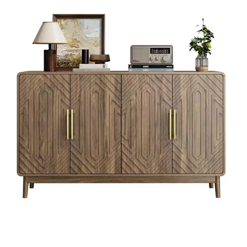 Meuble d'appoint Homy Casa Noyer à 4 portes avec rangement pour salle à manger ou salon
